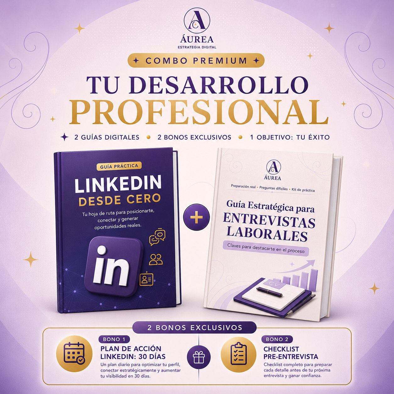 Combo Guías: Entrevistas + LinkedIn  + 2 🎁 BONOS DE REGALO